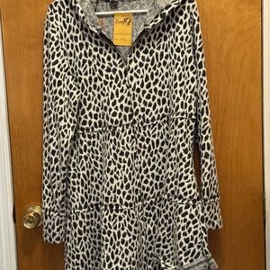 Women's Black and White Leopard Print Coat